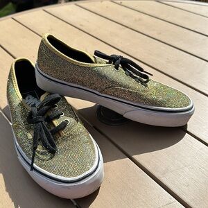 🔥Vans gold Gold Sparkly Glitter Vans Off The Wall Classic Men’s 4.5 ladies 6